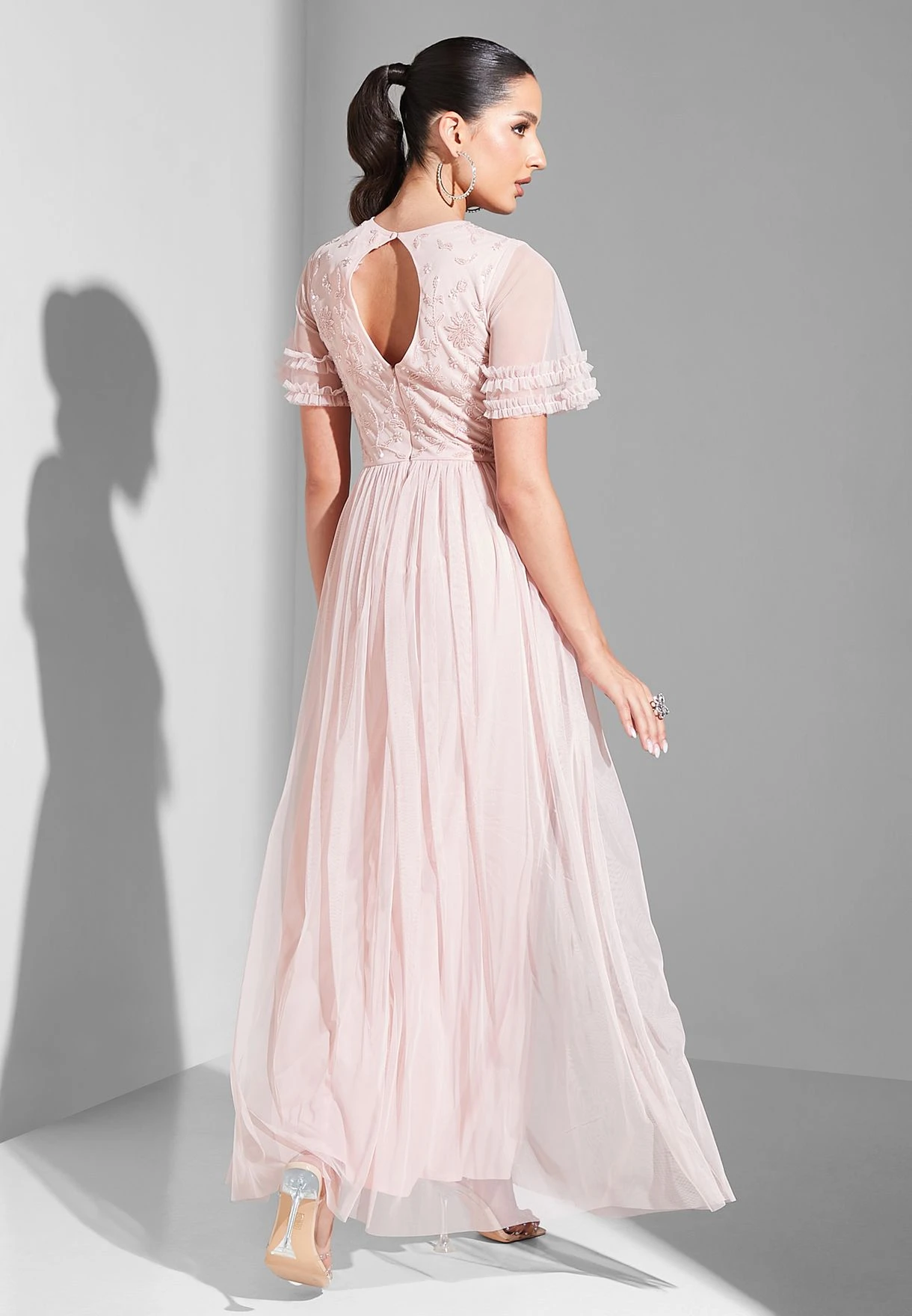 Embellished Bodice Dress With Ruffle Sleeves 2 Embellished Bodice Dress With Ruffle Sleeves - Image 2