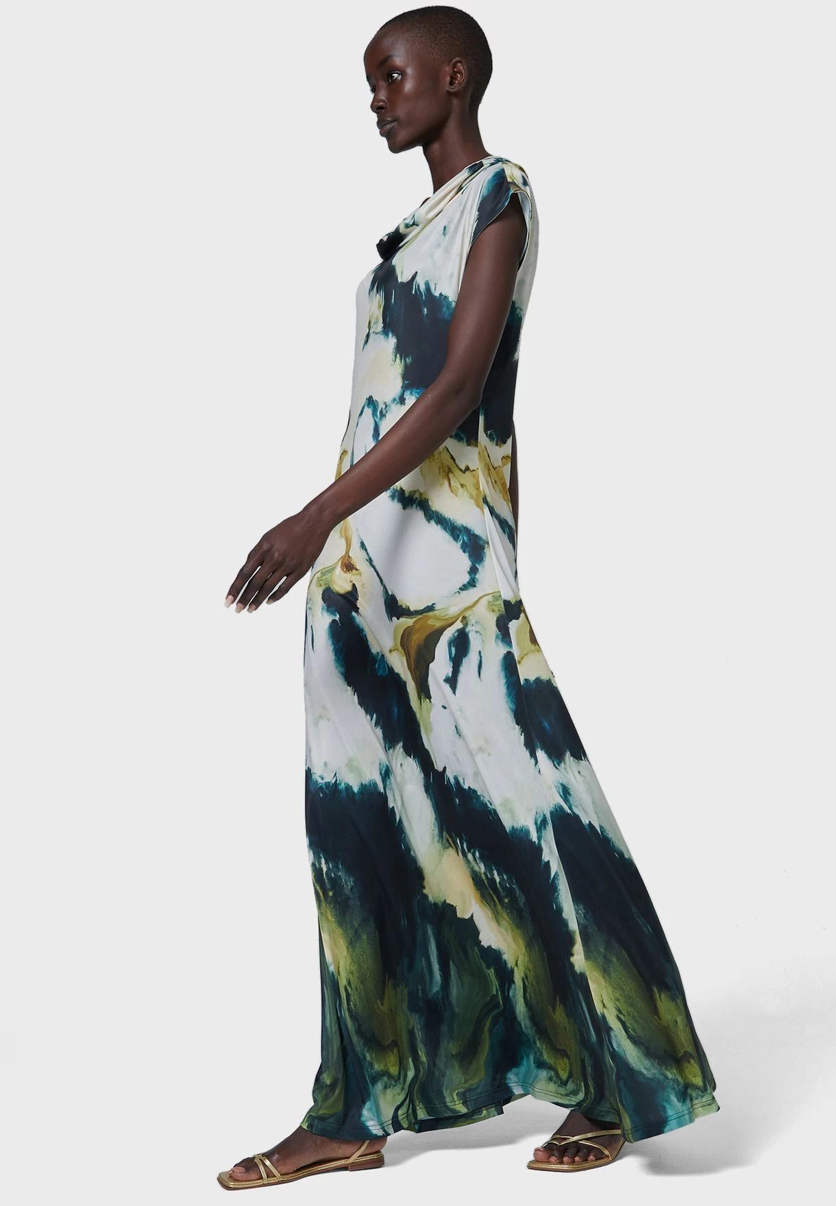 Water Marble Print Dress 3 Water Marble Print Dress - Image 3