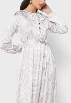 Puff Sleeve Belted Dress -Silk Bloom Dresses Store 3 zoom desktop 1013