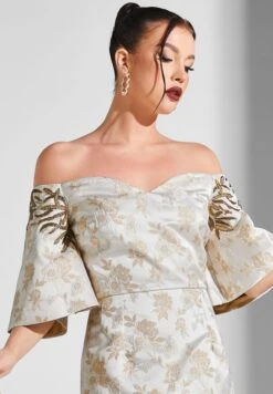 Bardot Sweetheart Neck Flute Sleeve Dress -Silk Bloom Dresses Store 3 zoom desktop 1017