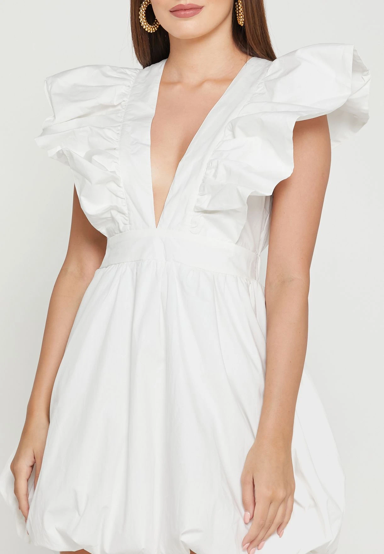 Plunge Neck Ruffle Detail Dress 3 Plunge Neck Ruffle Detail Dress - Image 3