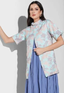 Floral Print Plisse Dress -Silk Bloom Dresses Store 3 zoom desktop 1021