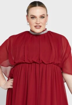 Embellished Neck Chiffon Dress -Silk Bloom Dresses Store 3 zoom desktop 1039