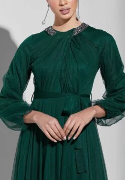 Embellished Neck Belted Tulle Dress -Silk Bloom Dresses Store 3 zoom desktop 1042