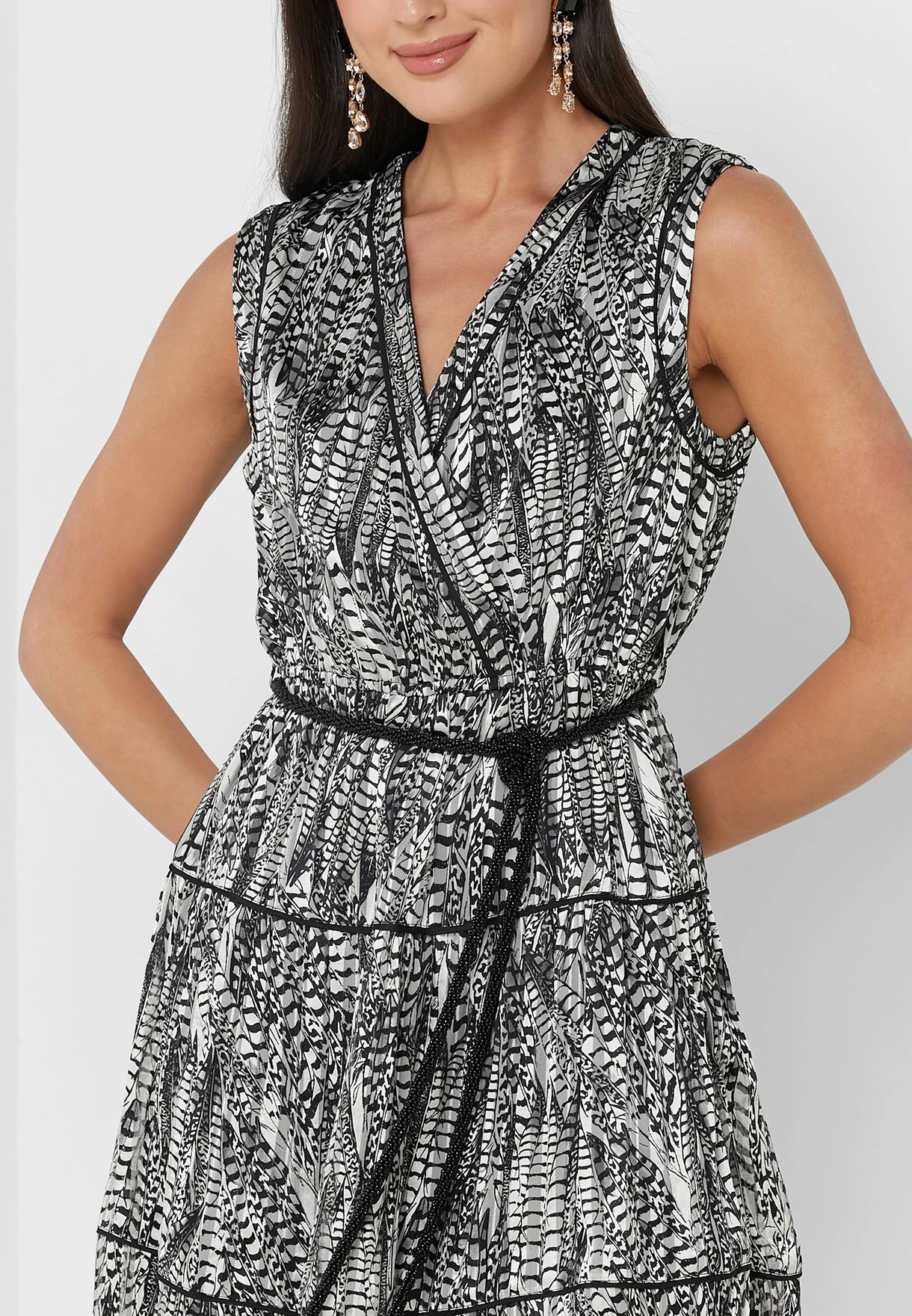 Belted V-Neck Dress 3 Belted V-Neck Dress - Image 3