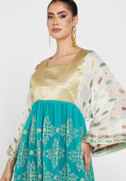 Square Neck Embroidered Dress -Silk Bloom Dresses Store 3 zoom desktop 1053