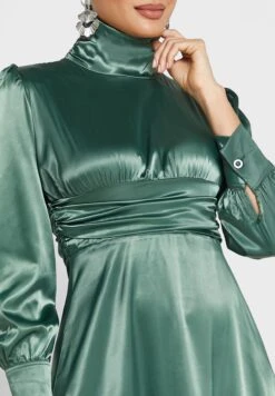 High Neck Puff Sleeve Dress -Silk Bloom Dresses Store 3 zoom desktop 1063