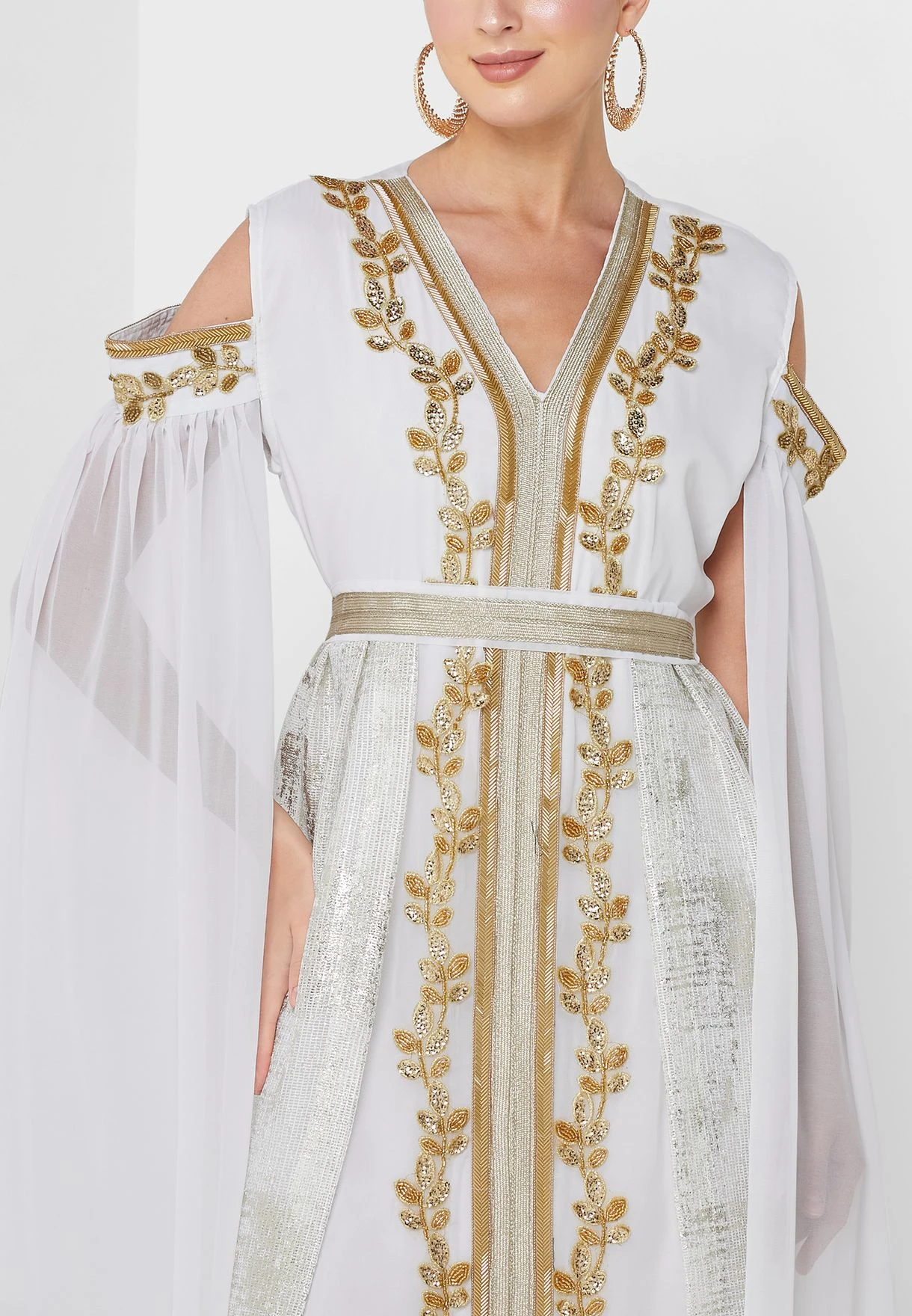 Split Sleeve Embellished Belted Dress 3 Split Sleeve Embellished Belted Dress - Image 3