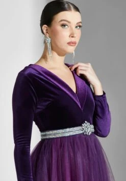 Mesh Embellished Color Block Dress -Silk Bloom Dresses Store 3 zoom desktop 1069