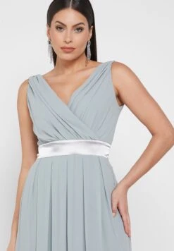 TFNC Surplice Neck Pleated Dress -Silk Bloom Dresses Store 3 zoom desktop 1078