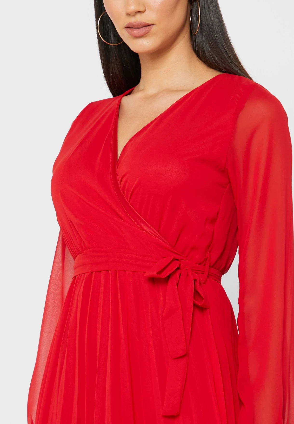 ELLA Wrap Front Pleated Maxi Dress 3 ELLA Wrap Front Pleated Maxi Dress - Image 3