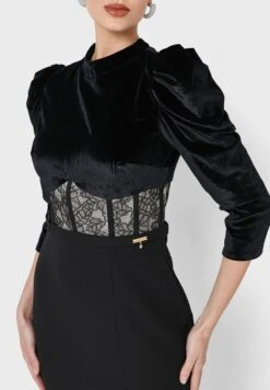 Puff Sleeve Lace Detail Dress -Silk Bloom Dresses Store 3 zoom desktop 1089