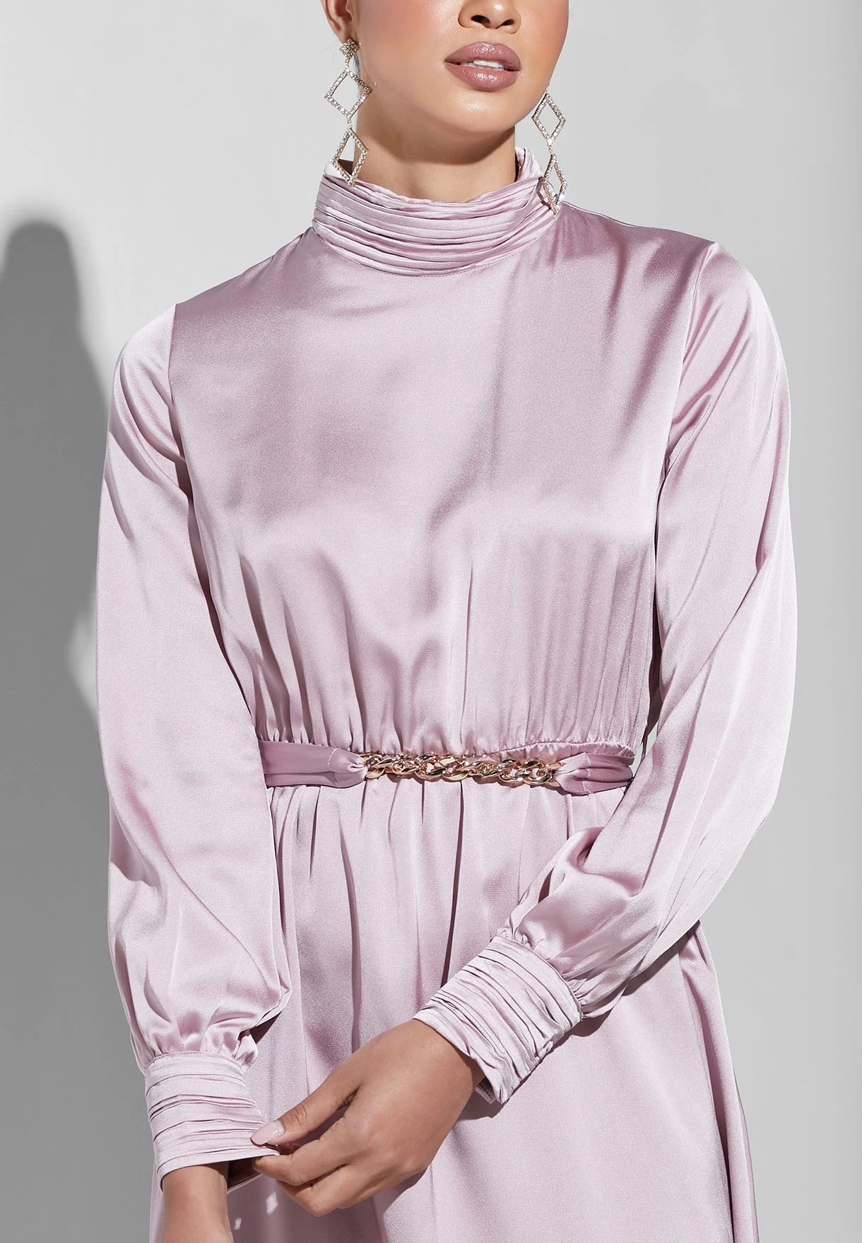 High Neck Chain Belted Dress 3 High Neck Chain Belted Dress - Image 3