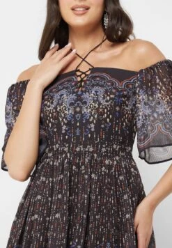 Cold Shoulder Ruffle Dress -Silk Bloom Dresses Store 3 zoom desktop 1098