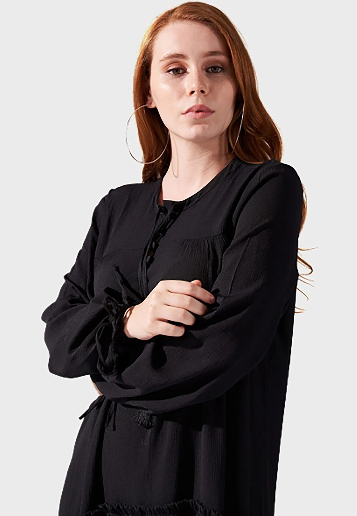 Tie Neck Ruffle Detail Dress 3 Tie Neck Ruffle Detail Dress - Image 3