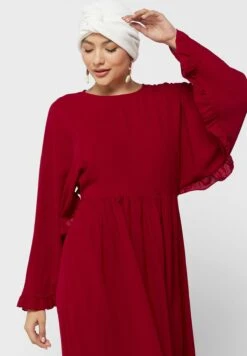 Frill Hem Batwing Sleeve Fit & Flare Dress 6 Frill Hem Batwing Sleeve Fit & Flare Dress -Silk Bloom Dresses Store 3 zoom desktop 1120