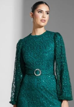 Sequin Lace Belted Dress -Silk Bloom Dresses Store 3 zoom desktop 1122