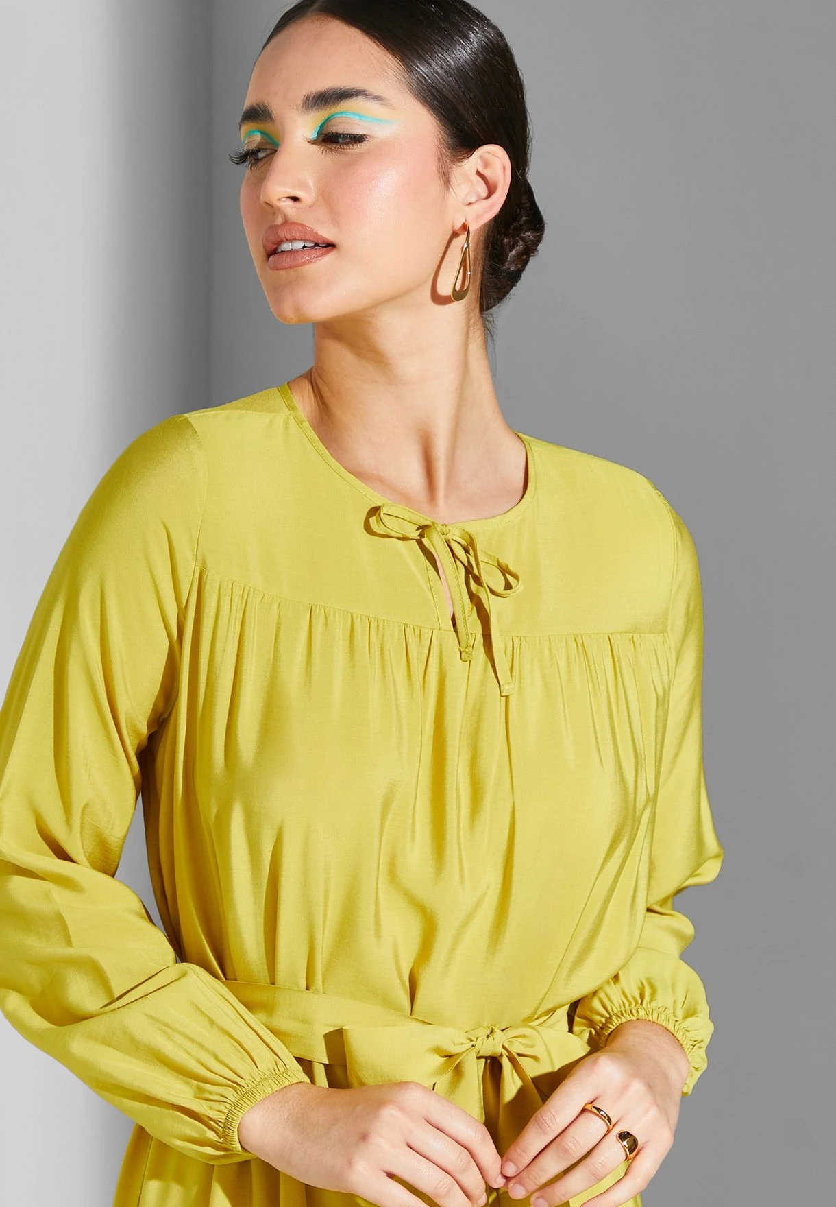 Ruffle Tiered Dress With Tie Neck 3 Ruffle Tiered Dress With Tie Neck - Image 3