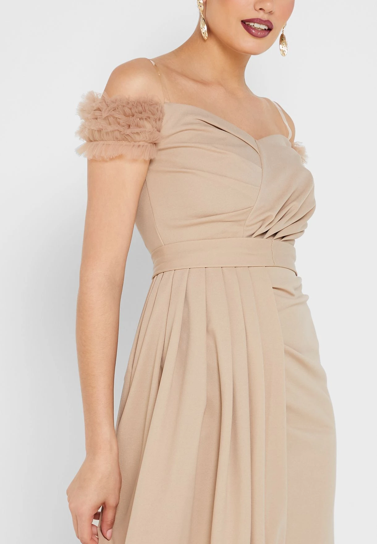 Cold Shoulder Belted Tiered Dress 3 Cold Shoulder Belted Tiered Dress - Image 3