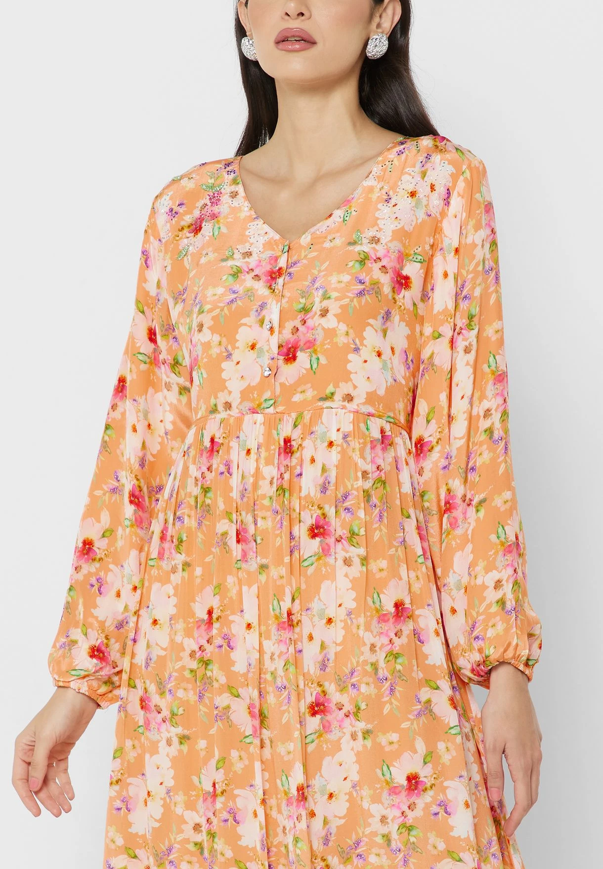 Floral Print Puff Sleeve Tiered Dress 3 Floral Print Puff Sleeve Tiered Dress - Image 3