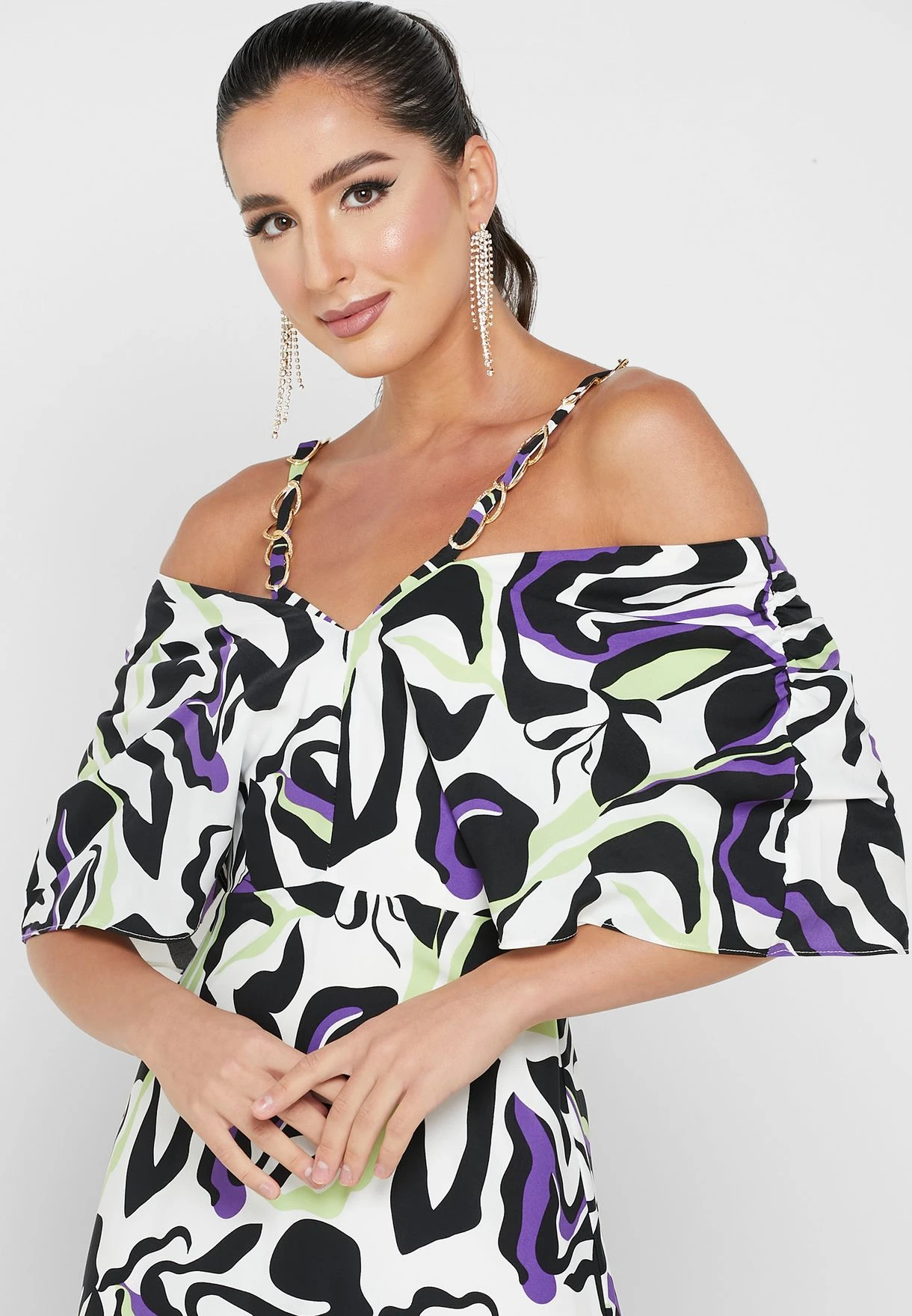 Printed Plisse Hem Dress 3 Printed Plisse Hem Dress - Image 3