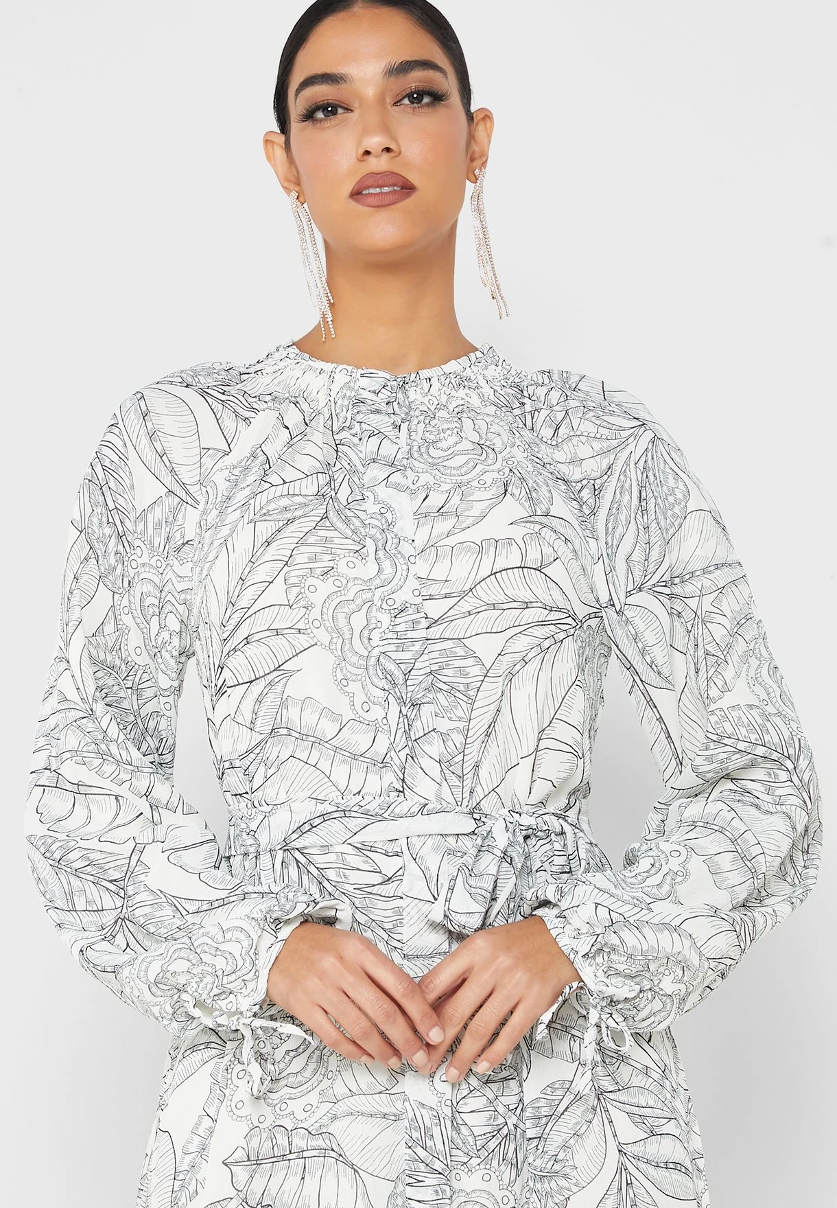 Printed Ruched Waist Tiered Dress 3 Printed Ruched Waist Tiered Dress - Image 3