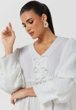 Layered Sleeve Tie Detail Dress -Silk Bloom Dresses Store 3 zoom desktop 1142