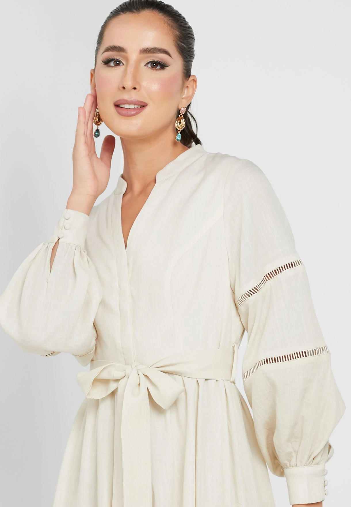 Balloon Sleeve Belted Dress 3 Balloon Sleeve Belted Dress - Image 3