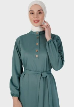 Button Detail Belted Tiered Hem Dress -Silk Bloom Dresses Store 3 zoom desktop 1152