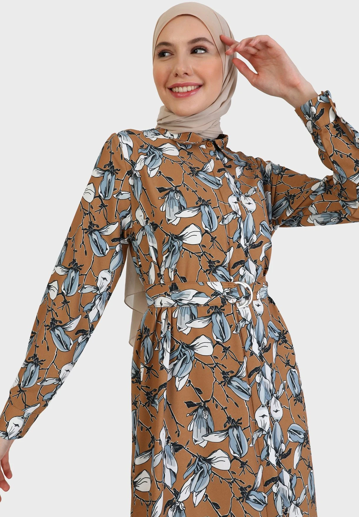 Floral Print Belted Dress 3 Floral Print Belted Dress - Image 3