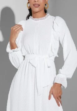 Ruffle Detail High Neck Dress -Silk Bloom Dresses Store 3 zoom desktop 1155