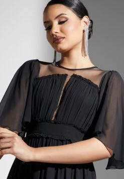 Plisse Ruffle Detail Mesh Dress -Silk Bloom Dresses Store 3 zoom desktop 1165