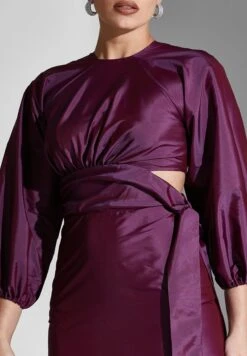 Cut Out Tie Balloon Sleeve Dress -Silk Bloom Dresses Store 3 zoom desktop 1167