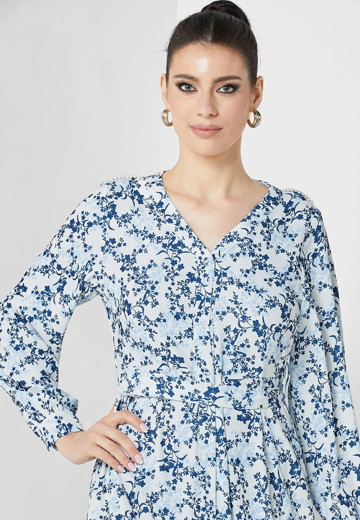 Floral Print Belted Shirt Dress 3 Floral Print Belted Shirt Dress - Image 3