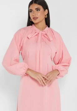 Puff Sleeve Tie Neck Dress -Silk Bloom Dresses Store 3 zoom desktop 1182