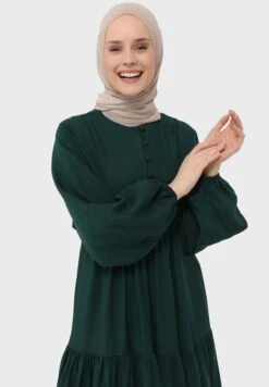 Round Neck Button Detail Dress -Silk Bloom Dresses Store 3 zoom desktop 1205