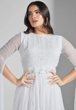 Split Sleeve Tiered Mesh Dress -Silk Bloom Dresses Store 3 zoom desktop 1251