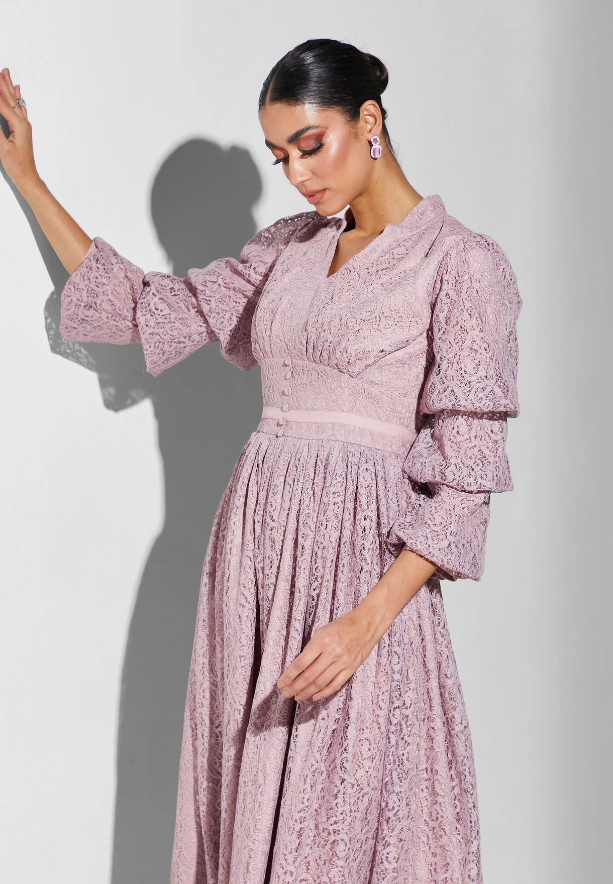 V-Neck Pleat Detail Dress 3 V-Neck Pleat Detail Dress - Image 3