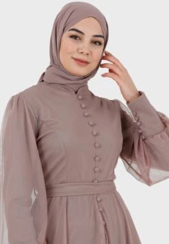 Button Detail Mesh Tiered Dress -Silk Bloom Dresses Store 3 zoom desktop 1260