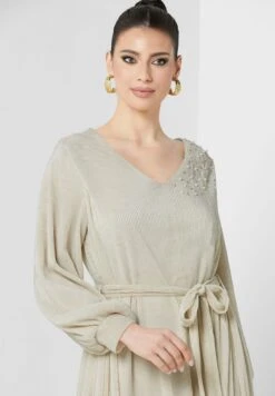 Embellished Ribbed Belted Dress -Silk Bloom Dresses Store 3 zoom desktop 1262