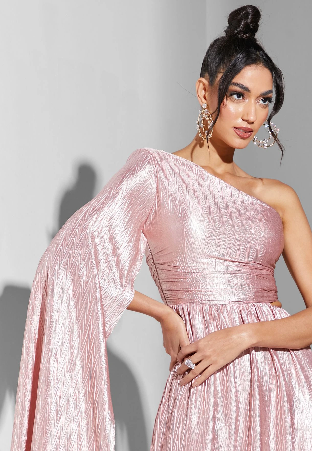 One Shoulder Slit Sleeve Dress 3 One Shoulder Slit Sleeve Dress - Image 3