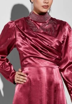 Pleated Neck Detail Dress 6 Pleated Neck Detail Dress -Silk Bloom Dresses Store 3 zoom desktop 1290