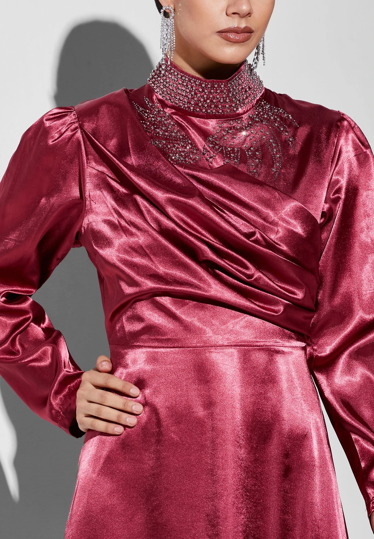 Pleated Neck Detail Dress 3 Pleated Neck Detail Dress - Image 3