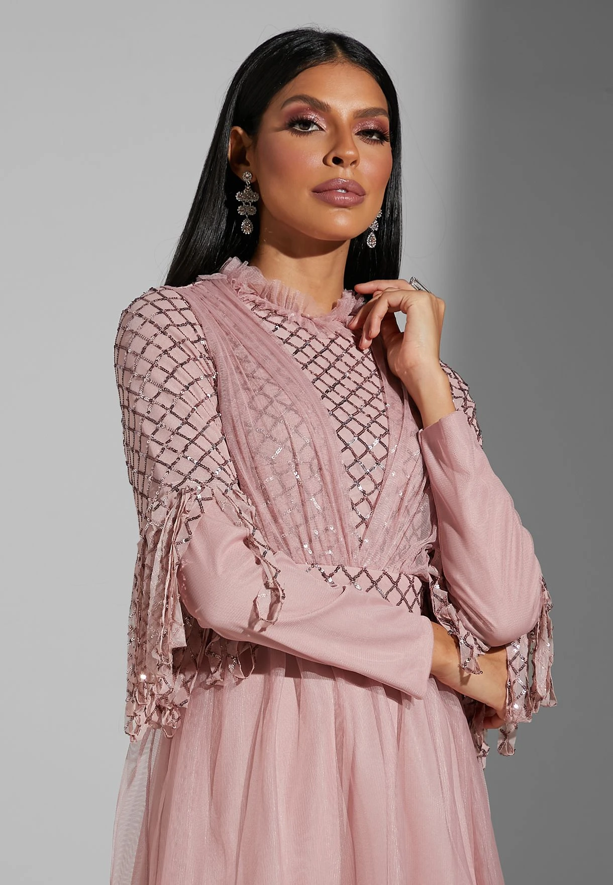 Shimmer Sleeve Layered Dress 3 Shimmer Sleeve Layered Dress - Image 3