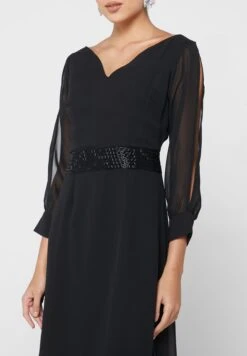 Boat Neck Slit Detail Dress -Silk Bloom Dresses Store 3 zoom desktop 1307