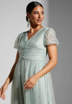 Shiny Puff Shoulder Gown -Silk Bloom Dresses Store 3 zoom desktop 1318