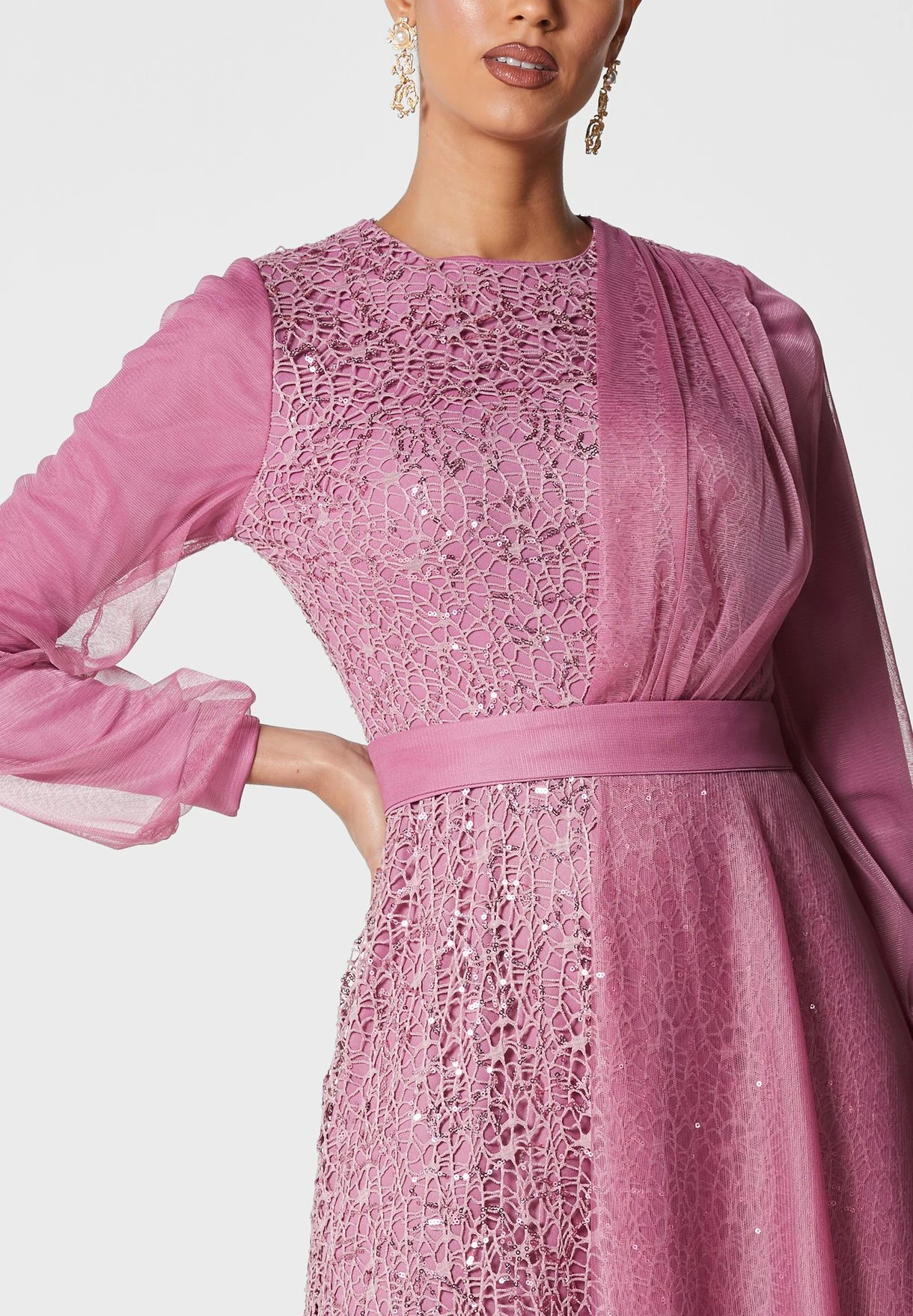 Shimmer Drape Detail Dress 3 Shimmer Drape Detail Dress - Image 3