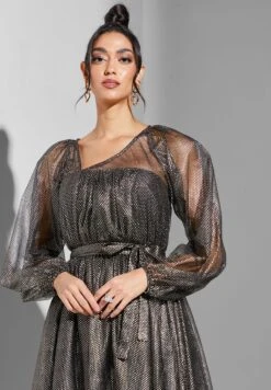 Asymmetric Neck A-Line Detail Dress -Silk Bloom Dresses Store 3 zoom desktop 1365