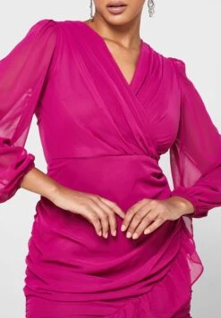 Frill Hem Ruched Dress -Silk Bloom Dresses Store 3 zoom desktop 138