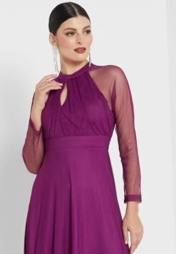 Keyhole Neck Flared Dress -Silk Bloom Dresses Store 3 zoom desktop 1416